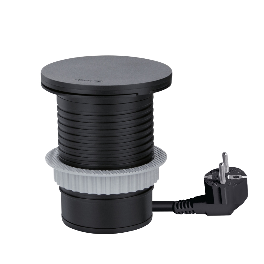 Vstavaná zásuvka s bezdrôtovým nabíjaním 10W 1Z + USB A+C čierna