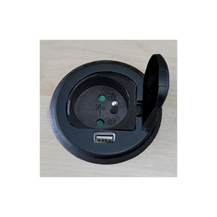 Vstavaná USB zásuvka s viečkom 230V