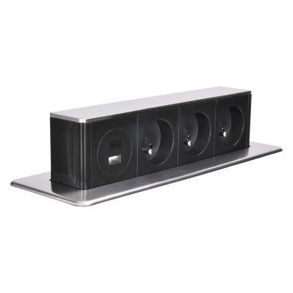 Zásuvkový stĺpik pre stolovú dosku 3x230V + USB-A + USB-C