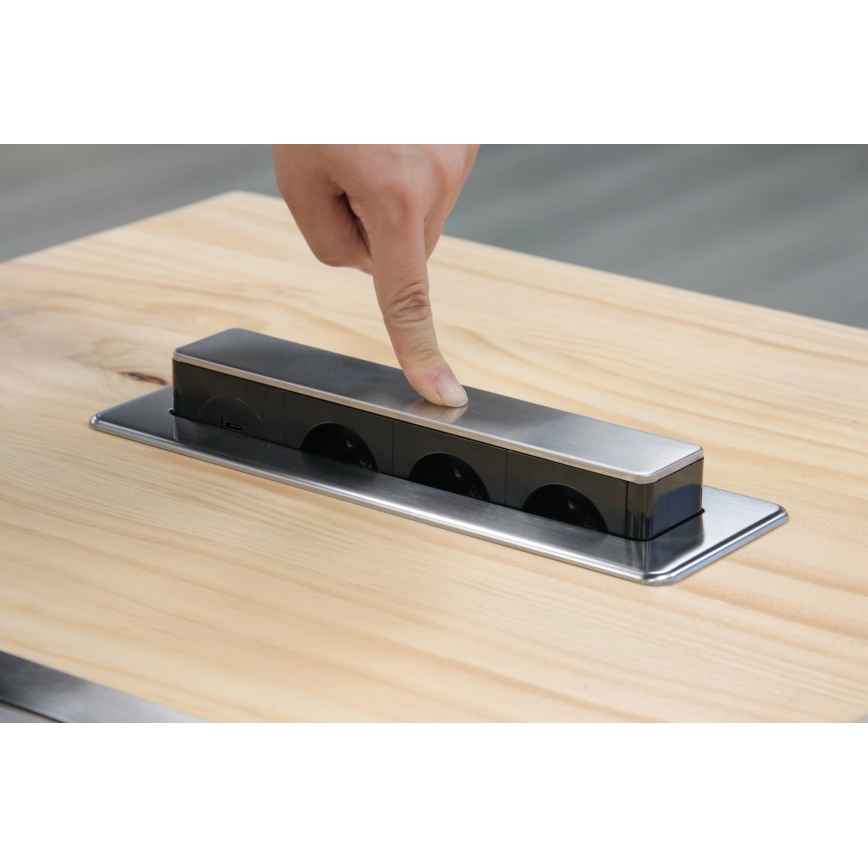 Zásuvkový stĺpik pre dosku stola 3x230V + USB-A + USB-C