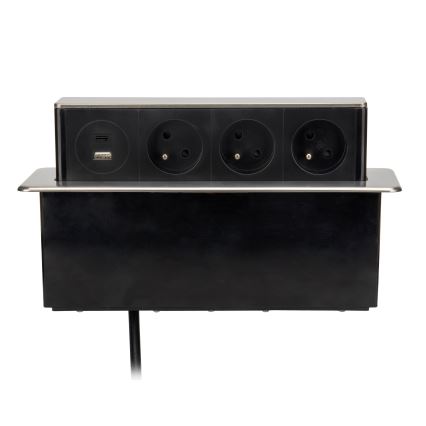 Zásuvkový stĺpik pre dosku stola 3x230V + USB-A + USB-C