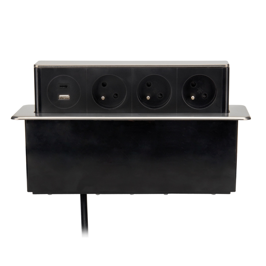 Zásuvkový stĺpik pre dosku stola 3x230V + USB-A + USB-C