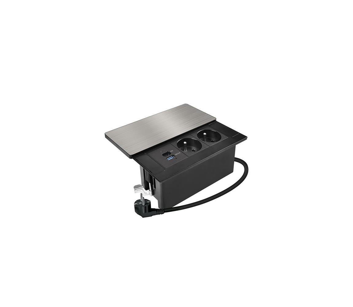 PP128C-PD65 - Vstavaná zásuvka 65 W, 2 zásuvky + USB-A + USB-C PP128C-PD65