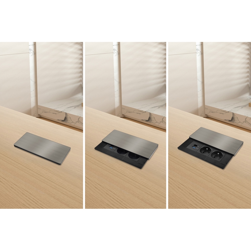 Vstavaná zásuvka s bezdrôtovým nabíjaním 65W 2Z + USB-A + USB-C