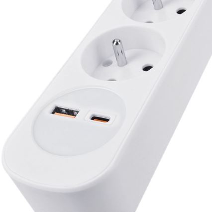 Predlžovací kábel s 5 zásuvkami a vypínačom, s USB nabíjaním (A + C), 3 m