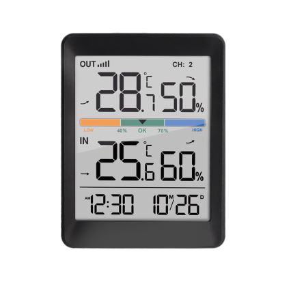 Meteostanica s budíkom 2xAAA čierna