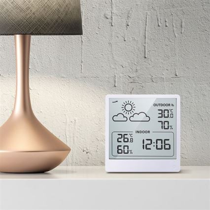 Digitálny teplomer 5V/2xAAA + 2xAAA biely