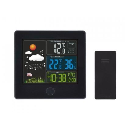 Meteostanica s LCD displejom 230V čierna