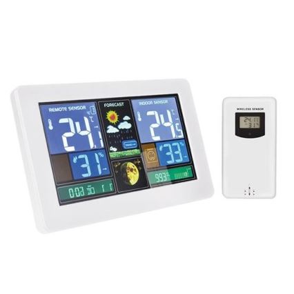 Meteostanica s LCD displejom USB nabíjanie biela