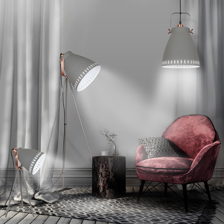 Stojacia lampa 1xE27/60W/230V šedá 145cm