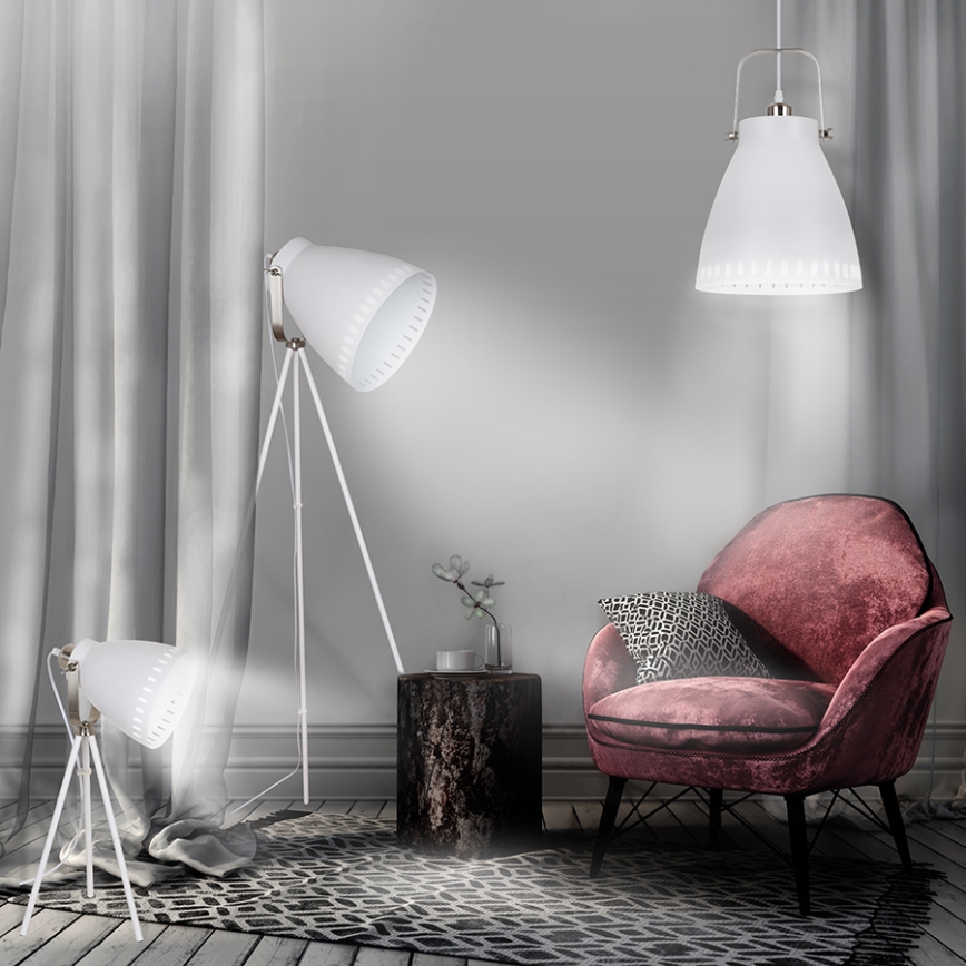 Stojacia lampa 1xE27/60W/230V biela 145cm