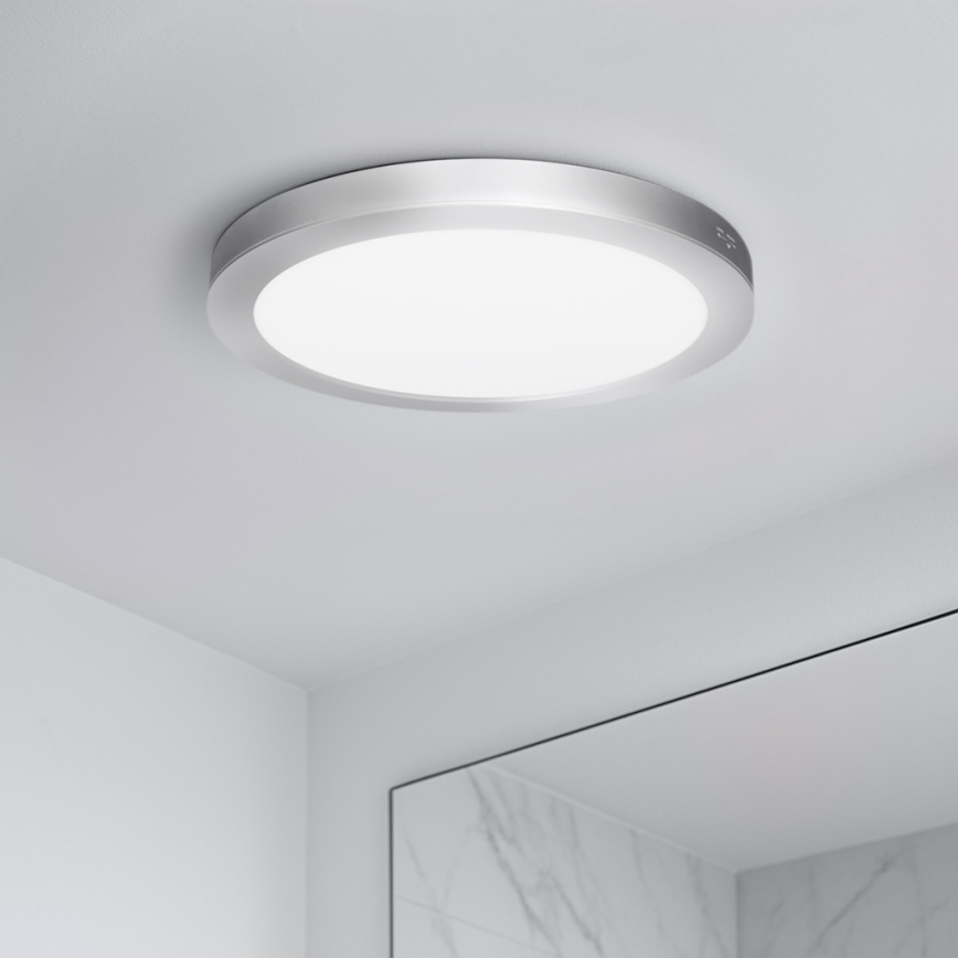 LED prisadený/podhľadový panel 2v1 18W/230V 3000/4000/6000K pr. 22,5 cm IP54 strieborný