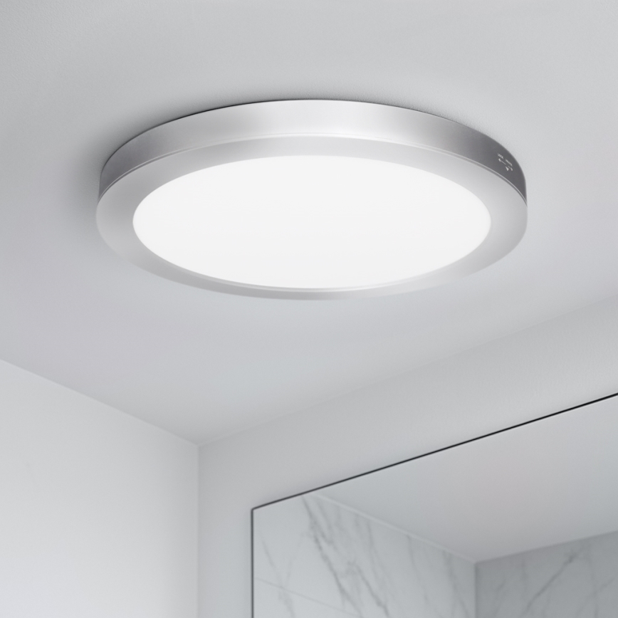 LED Prisadený/podhľadový panel 2v1 24W/230V 3000/4000/6000K priemer 30 cm IP54 strieborný
