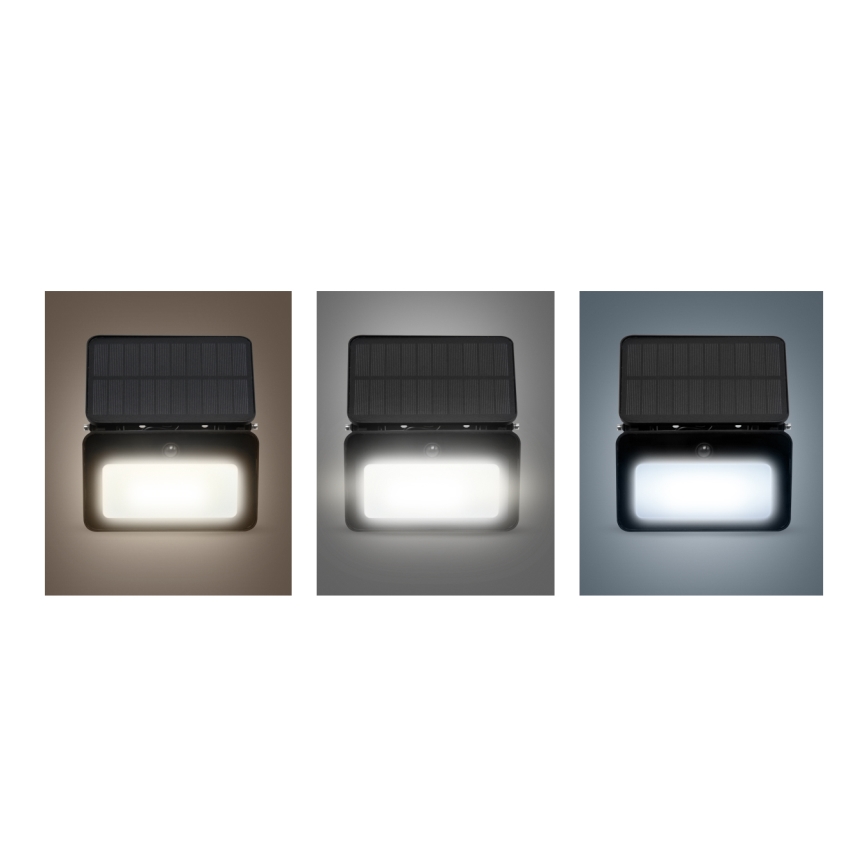 LED stmievateľný solárny reflektor so senzorom pohybu a súmraku LED/6W/3,7V 2200 mAh 3000/4000/6500K IP65