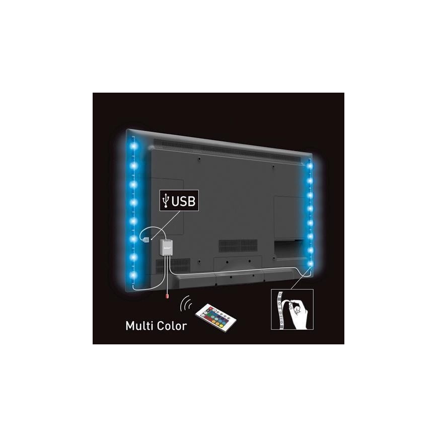 SADA 2x LED RGB Pásik pre TV s diaľkovým ovládačom LED/USB 2x50cm