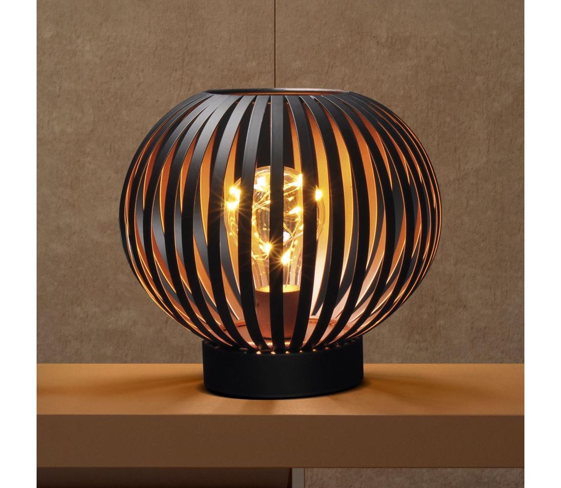   WO3102 - LED Dekoračná stolná lampa LED/3xAA čierna/meď 