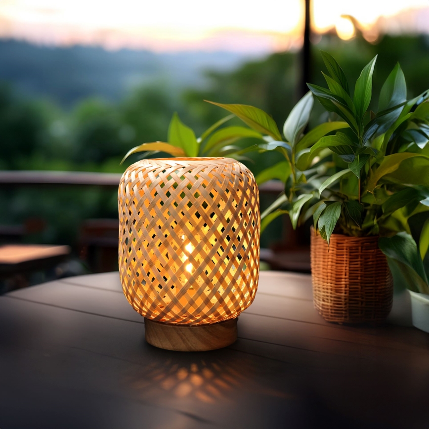 LED Dekoračná stolná lampa BOHO LED/2xAAA ratan