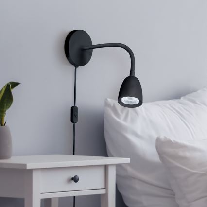 LED Stmievateľná nástenná lampička LED/4W/230V čierna