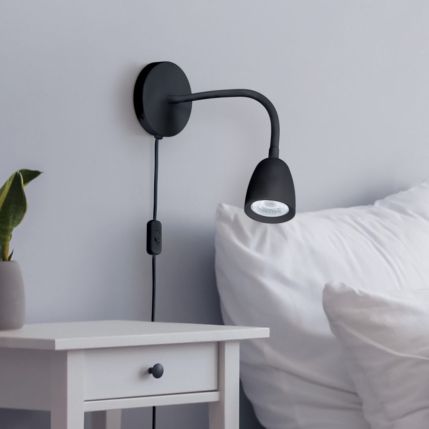 LED Stmievateľná nástenná lampička LED/4W/230V čierna