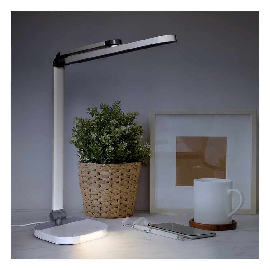LED Stmievateľná dotyková stolná lampa s nočným osvetlením LED/10W/5V 3000/4000/5000K biela