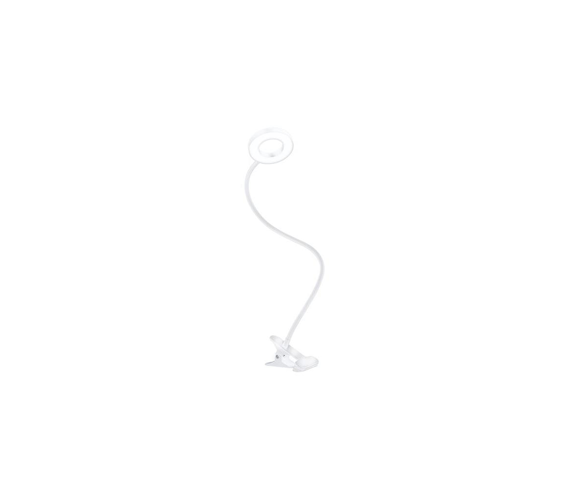 WO66-W - LED stmievateľná stolná lampa s klipom LED/8W/230V 3000/4000/5000K biela WO66-W