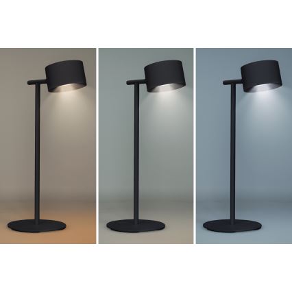 LED Stmievateľná dotyková nabíjacia lampa 3v1 LED/4W/2000 mAh 3000/4000/6500K čierna