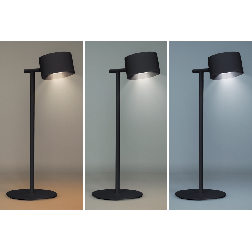 LED Stmievateľná dotyková nabíjacia lampa 3v1 LED/4W/2000 mAh 3000/4000/6500K čierna