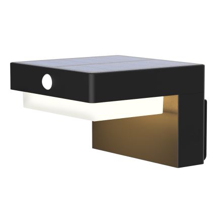 LED Solárne nástenné svietidlo so senzorom pohybu a súmraku PALERMO LED/5W/3,7V 2000 mAh IP54 čierne