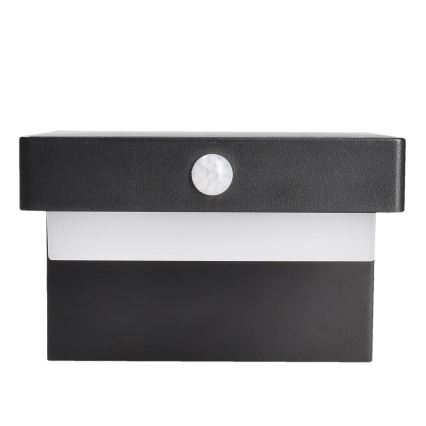LED Solárne nástenné svietidlo so senzorom pohybu a súmraku PALERMO LED/5W/3,7V 2000 mAh IP54 čierne