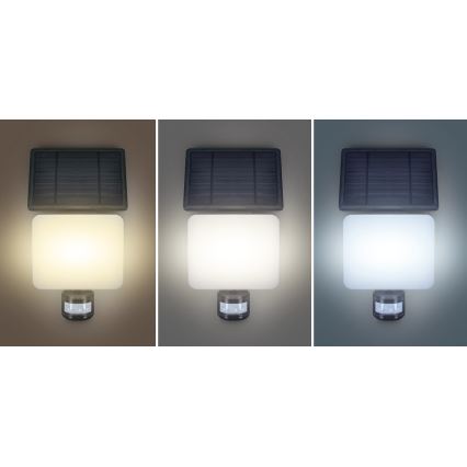 LED Solárny reflektor so senzorom pohybu LED/11W/3,7V 4400mAh 3000K/4000K/6500K IP54