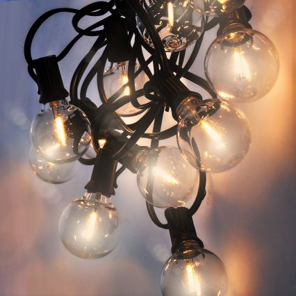 LED vonkajšia dekoračná reťaz GIRLANDA 25xE12 20m IP44 teplá biela