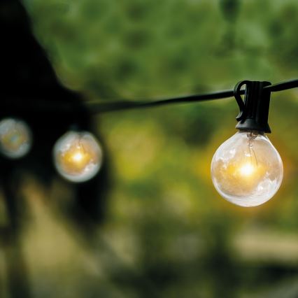 LED vonkajšia dekoratívna svetelná reťaz GIRLANDA 25xE12 20m IP44 teplá biela