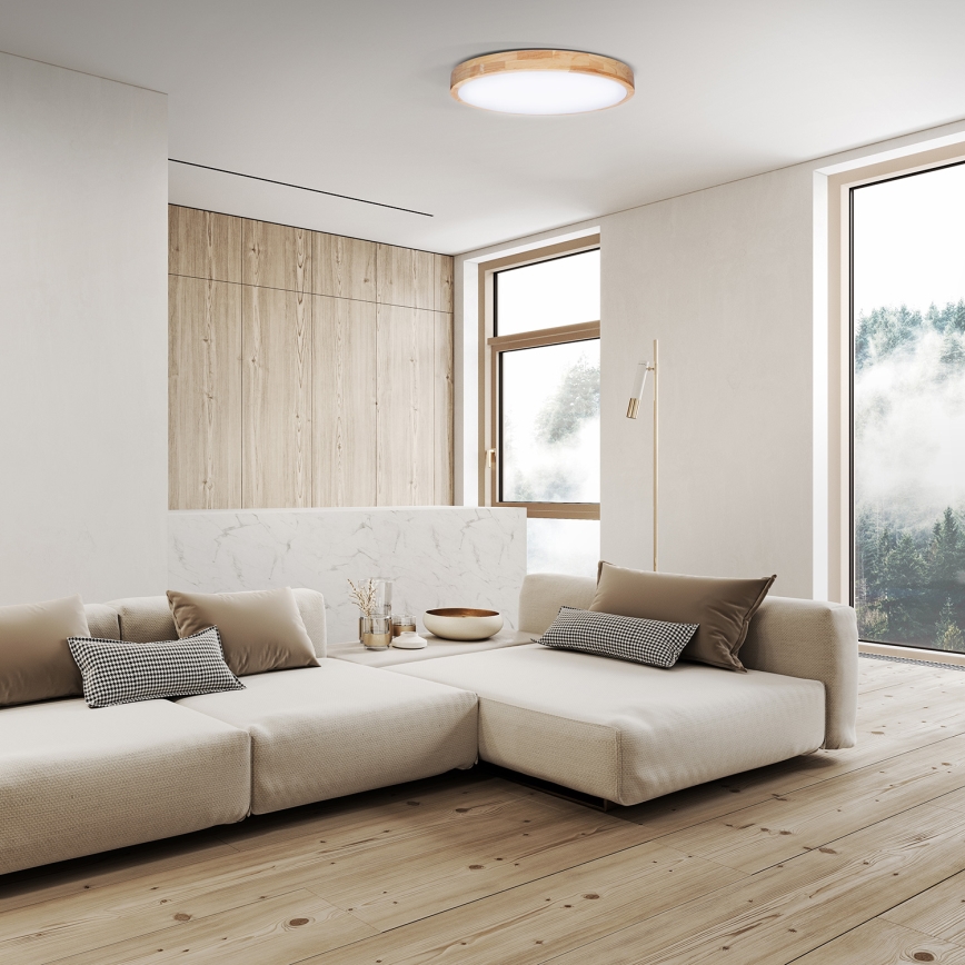 LED Stmievateľné stropné svietidlo SOLID OAK LED/48W/230V 3000-6500K dub pr. 39 cm + diaľkové ovládanie