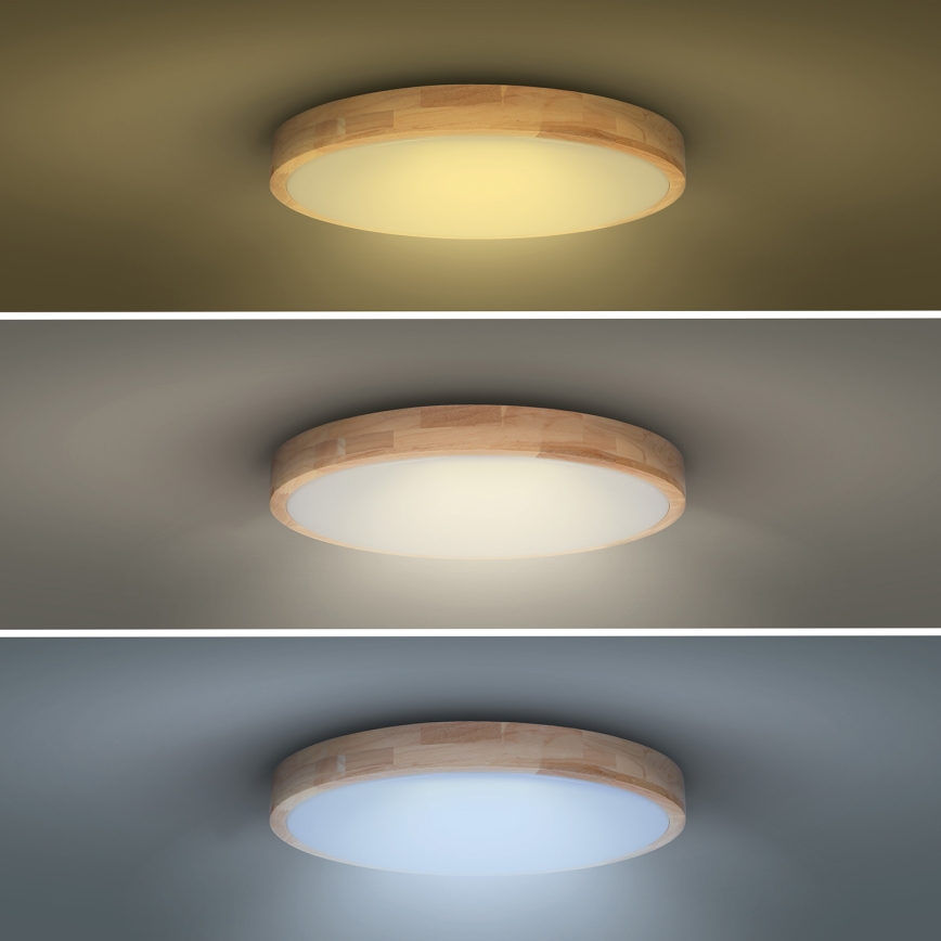 LED Stmievateľné stropné svietidlo SOLID OAK LED/48W/230V 3000-6500K dub pr. 39 cm + diaľkové ovládanie