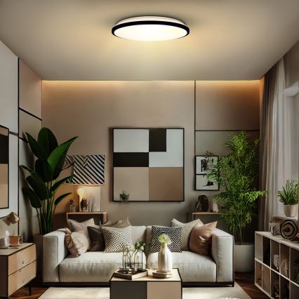 LED Stmievateľné stropné svietidlo JAMIL LED/48W/230V 3000-6500K čierna + diaľkové ovládanie