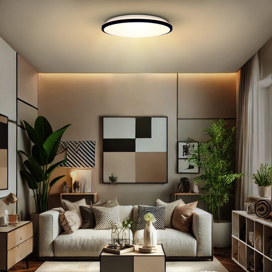 LED Stmievateľné stropné svietidlo JAMIL LED/48W/230V 3000-6500K čierna + diaľkové ovládanie