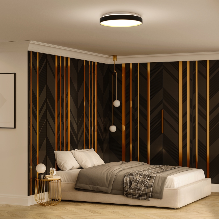 LED Stmievateľné stropné svietidlo CALA LED/48W/230V 3000-6500K čierna/zlatá + diaľkové ovládanie