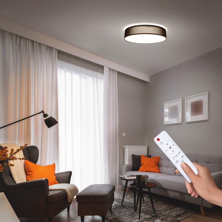 LED Stmievateľné stropné svietidlo PENLEY LED/48W/230V 3000-6500K pr.40 cm čierna + diaľkové ovládanie