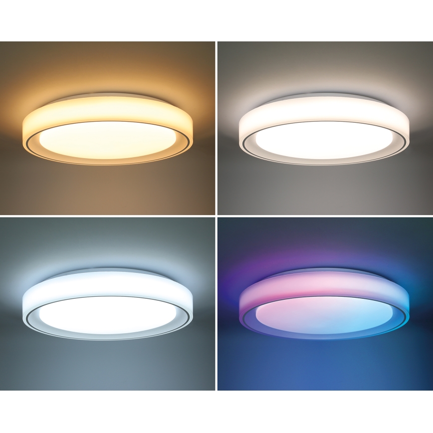 LED RGB Stmievateľné stropné svietidlo FLOCO LED/30W/230V 3000-6500K + RGB/6W pr. 40cm + diaľkové ovládanie