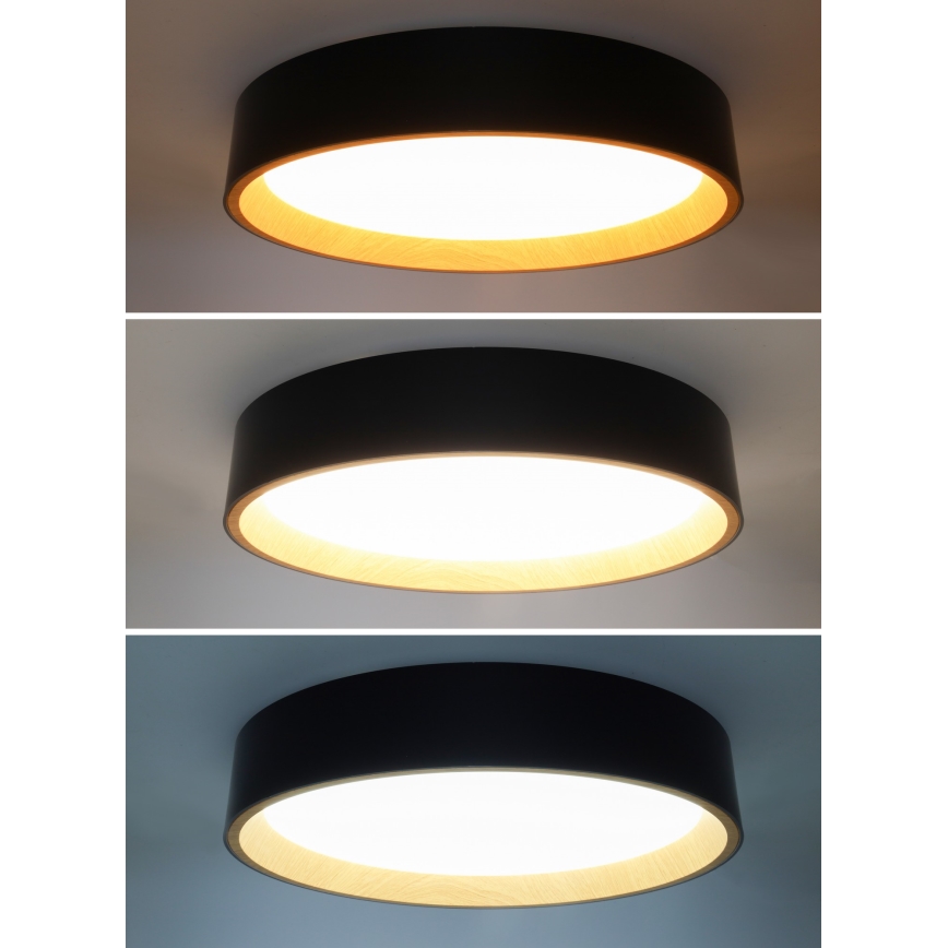 LED Stmievateľné stropné svietidlo LARIOS LED/48W/230V 3000-6500K pr.39 cm čierna + diaľkové ovládanie