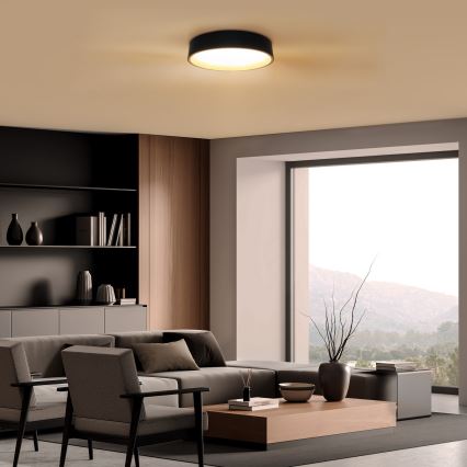 LED Stmievateľné stropné svietidlo LARIOS LED/48W/230V 3000-6500K pr.39 cm čierna + diaľkové ovládanie
