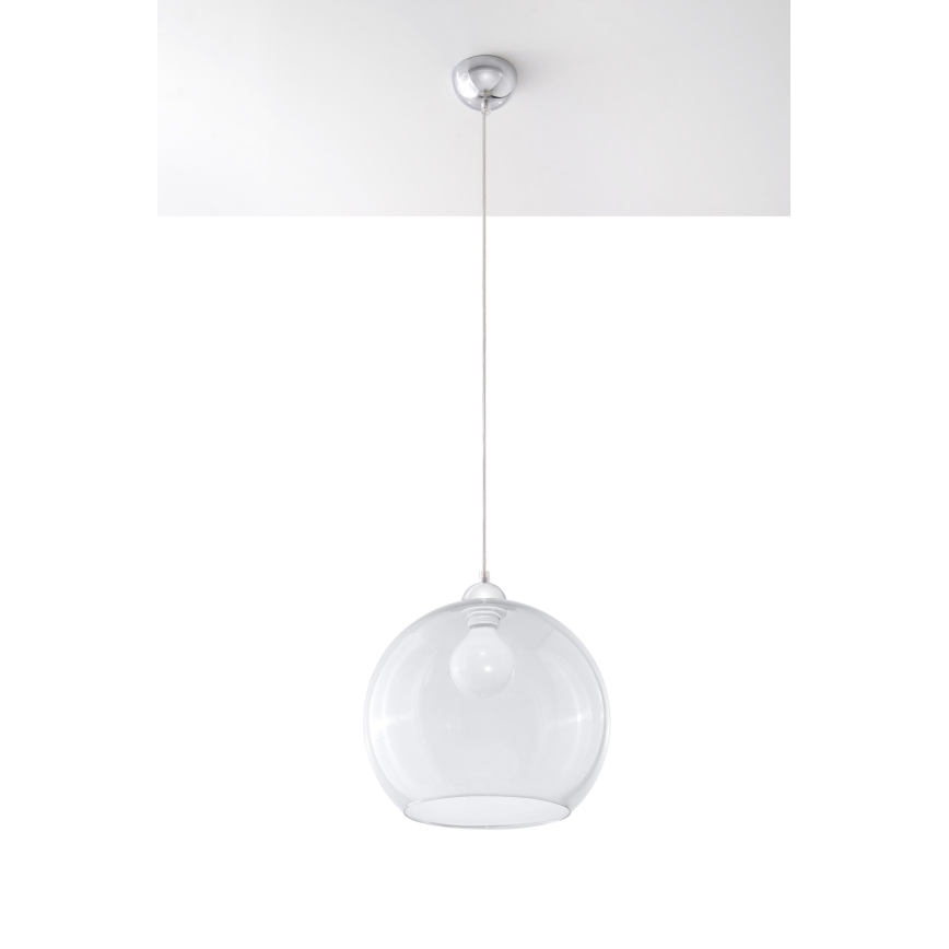 Závesný luster na lanku BALL 1xE27/15W/230V pr. 30 cm priehľadné sklo/lesklý chróm