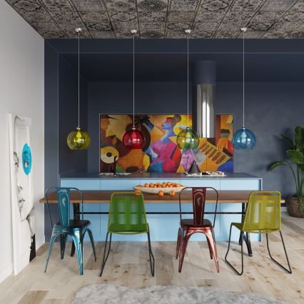 Závesný luster na lanku BALL 1xE27/15W/230V priemer 30 cm číry