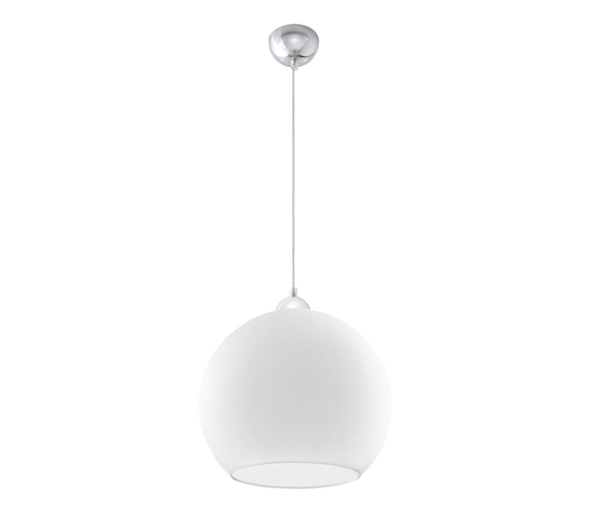 SL.0256 - Luster na lanku BALL 1xE27/15W/230V pr. 30 cm biela/lesklý chróm SL.0256