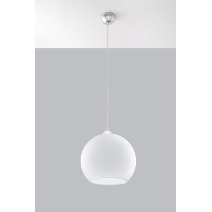 Luster na lanku BALL 1xE27/15W/230V pr. 30 cm biela/lesklý chróm
