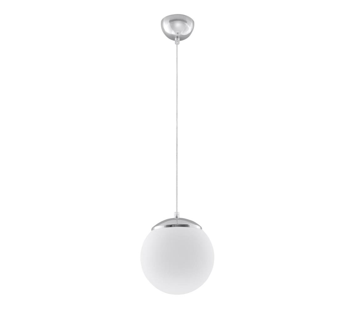 SL.0263 - Luster na lanku UGO 1xE27/15W/230V pr. 20 cm biela/lesklý chróm SL.0263