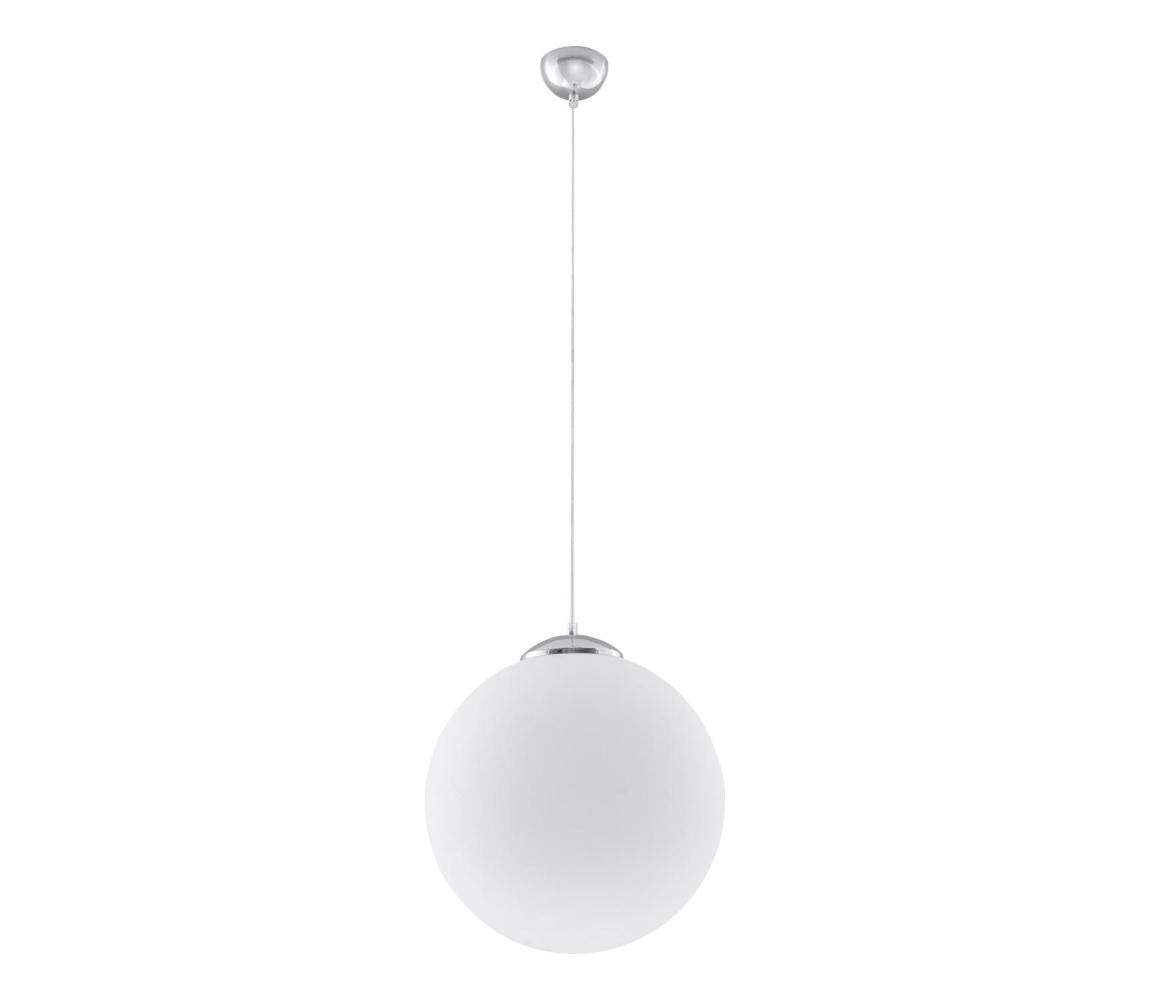 SL.0264 - Luster na lanku UGO 1xE27/15W/230V priemer 30 cm biela/lesklý chróm SL.0264