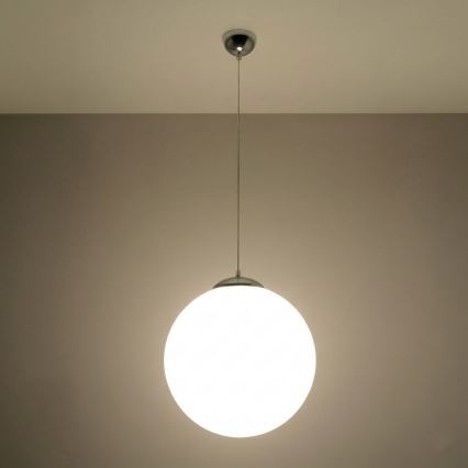 Závesný luster UGO na lane 1xE27/15W/230V Ø 40 cm biela/lesklý chróm