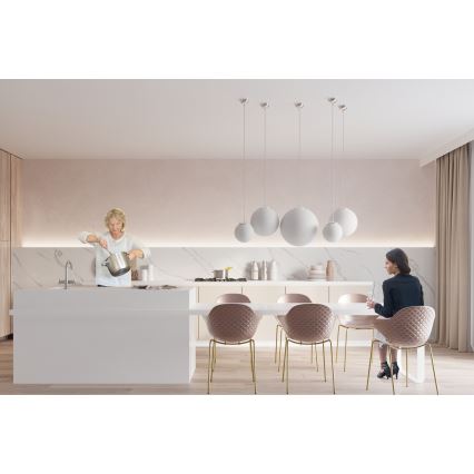 Závesný luster UGO na lane 1xE27/15W/230V Ø 40 cm biela/lesklý chróm