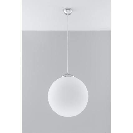 Závesný luster UGO na lane 1xE27/15W/230V Ø 40 cm biela/lesklý chróm